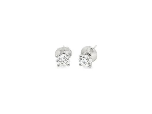 18K White Gold Natural Round Diamond Stud Earrings